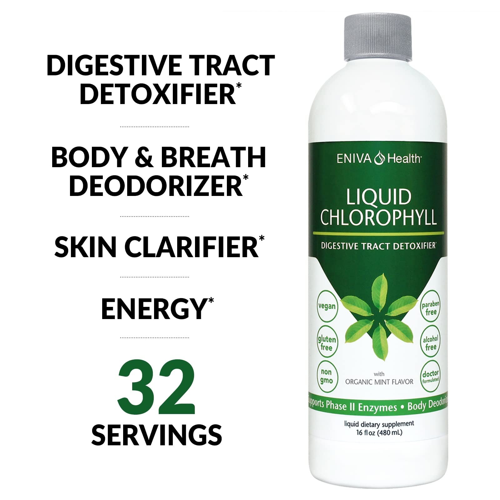 Eniva Health Chlorophyll Supplement bottle with fresh mint