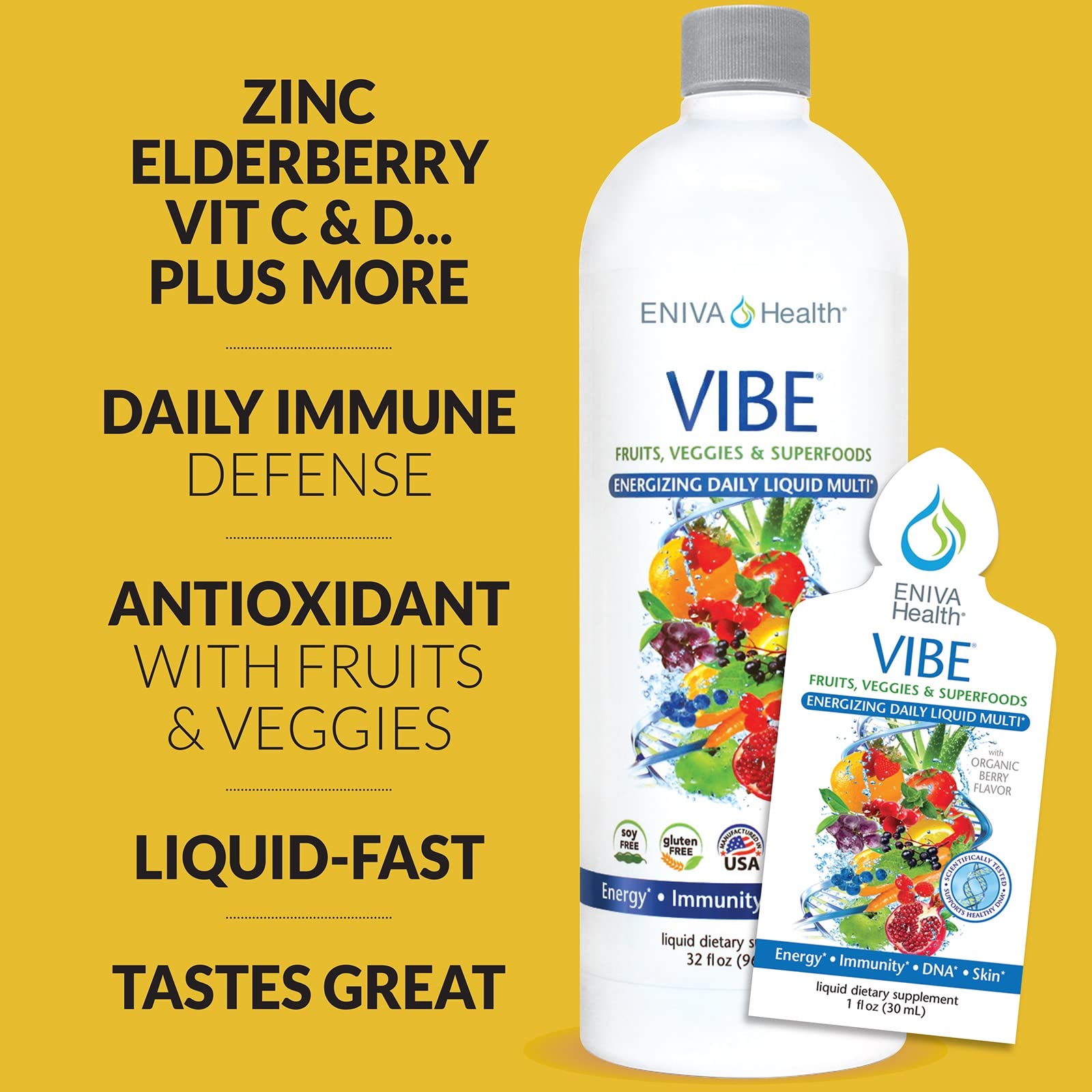 Eniva Health VIBE Liquid Multi nutritional information