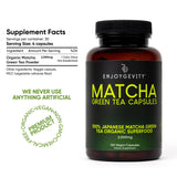 EnjoyGevity Matcha Green Tea Capsules open bottle with capsules
