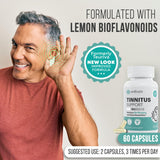 enliven Tinnitus Relief Supplement caplets in a hand