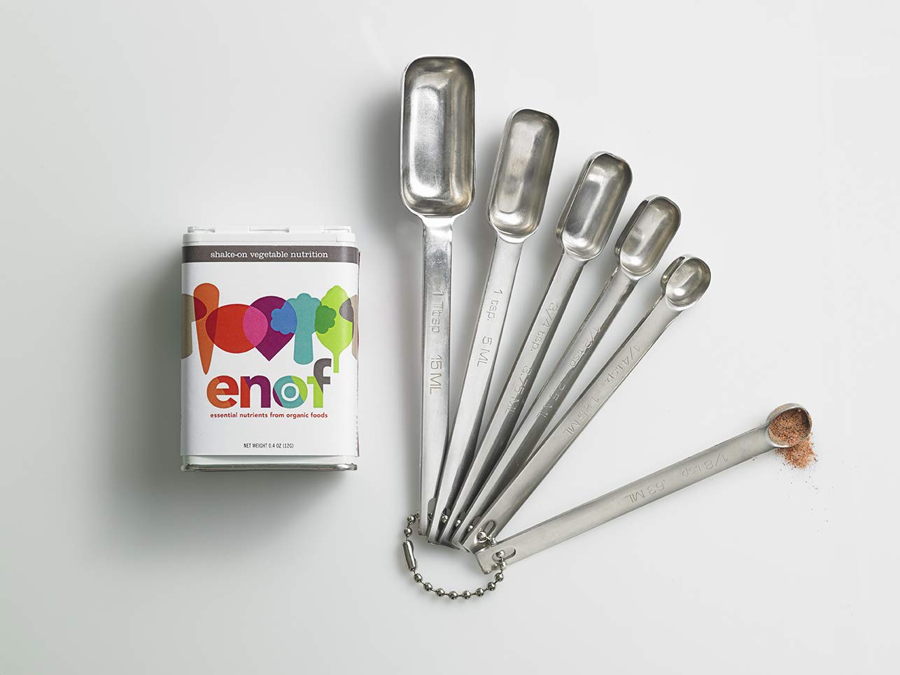 ENOF Organic Fruit and Veggie Powder packaging with measuring scoop