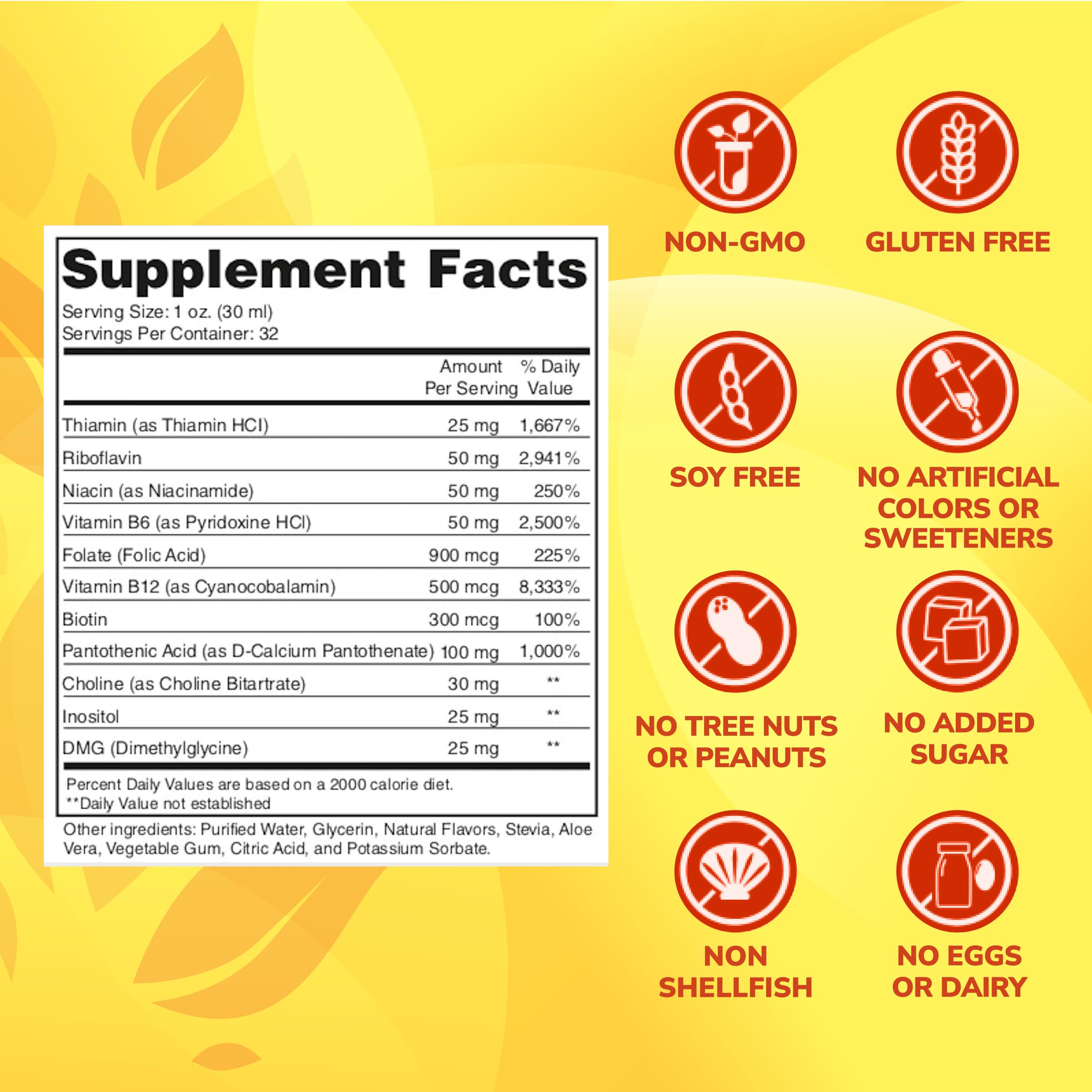 ENP Super B-Complex Liquid Vitamins back view with ingredient list