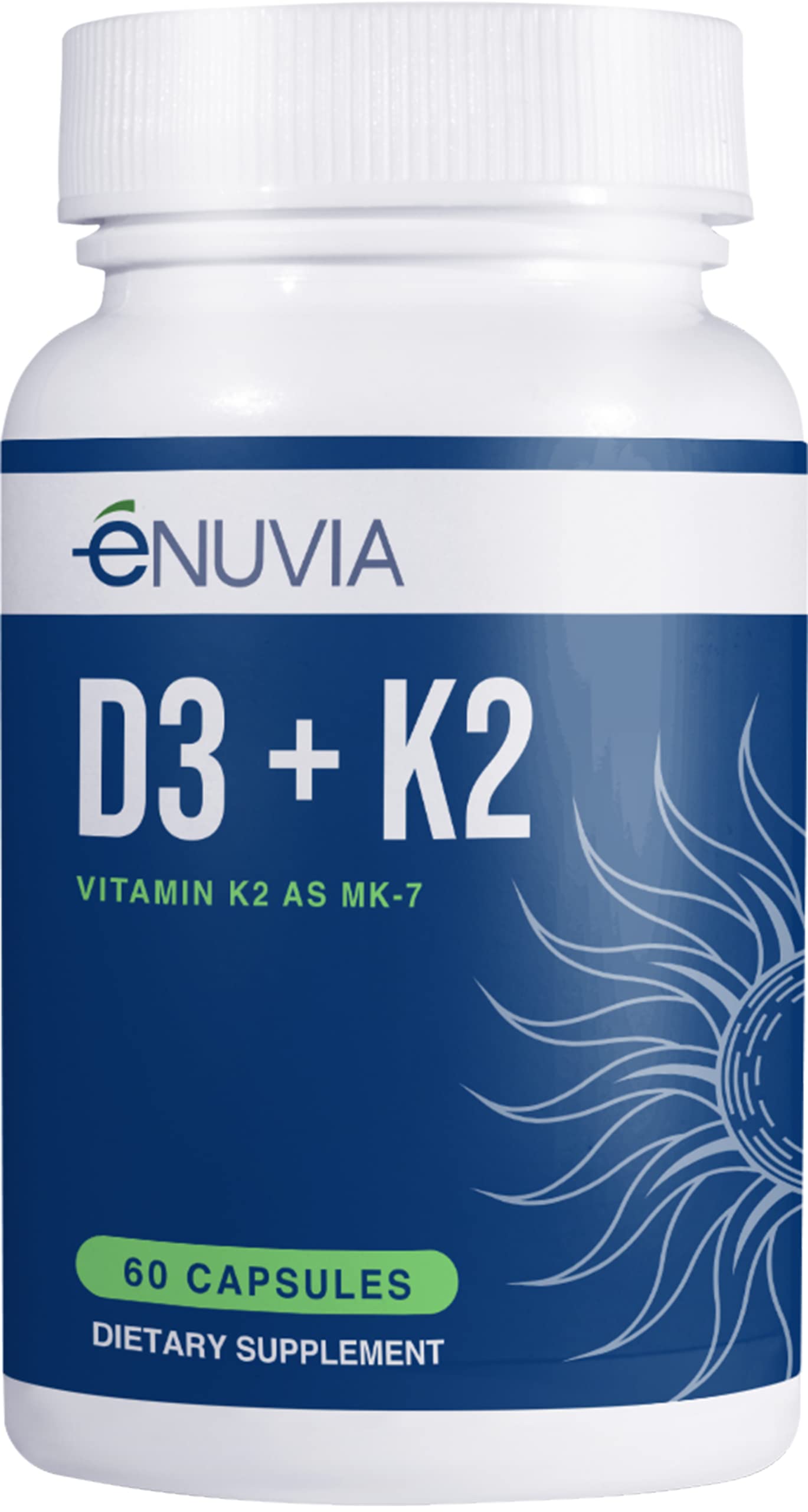 Enuvia Vitamin D3 + K2 supplement capsule front view