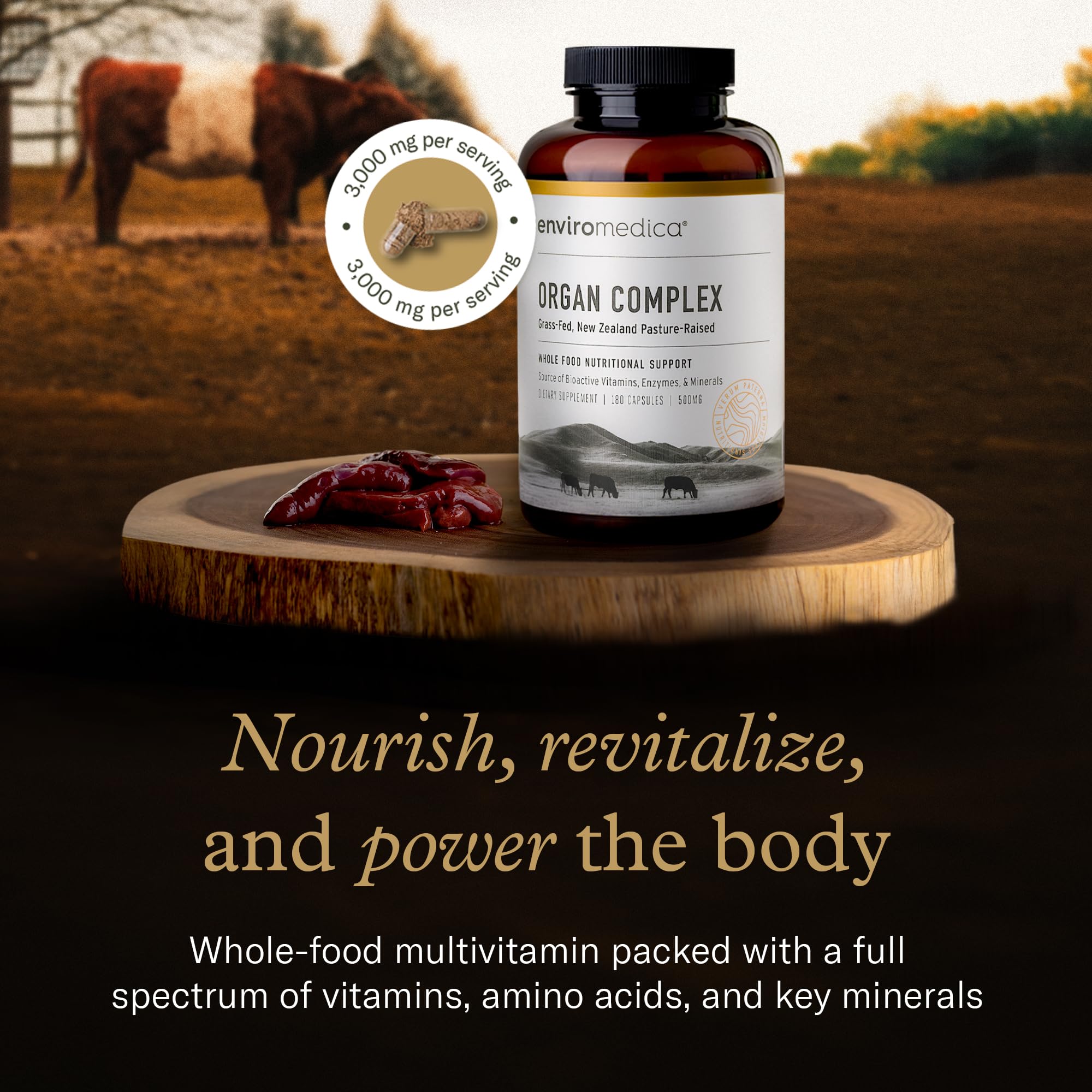 Enviromedica 5-in-1 Bovine Organ Supplement side view