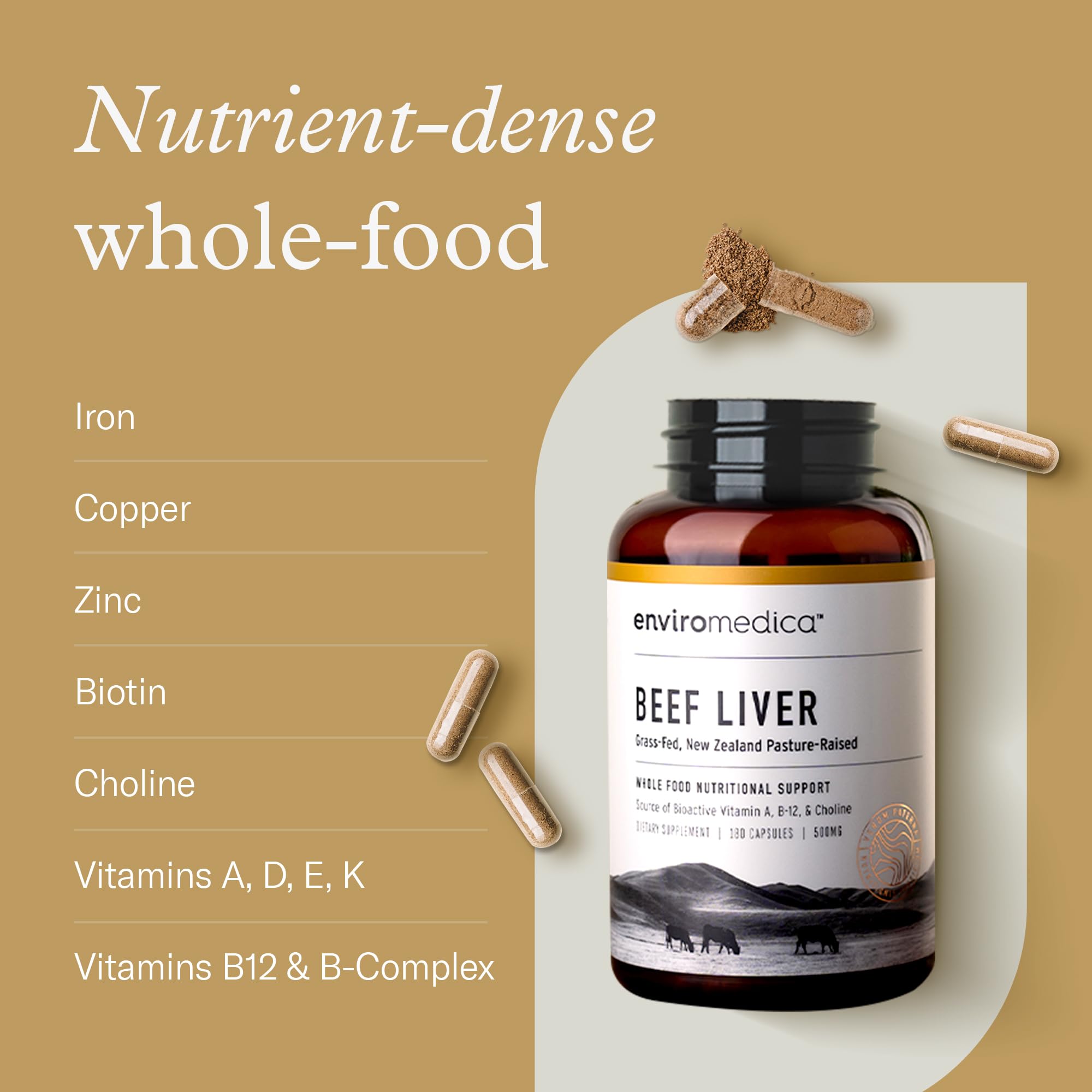 Enviromedica Beef Liver Capsules 150g capsules close-up