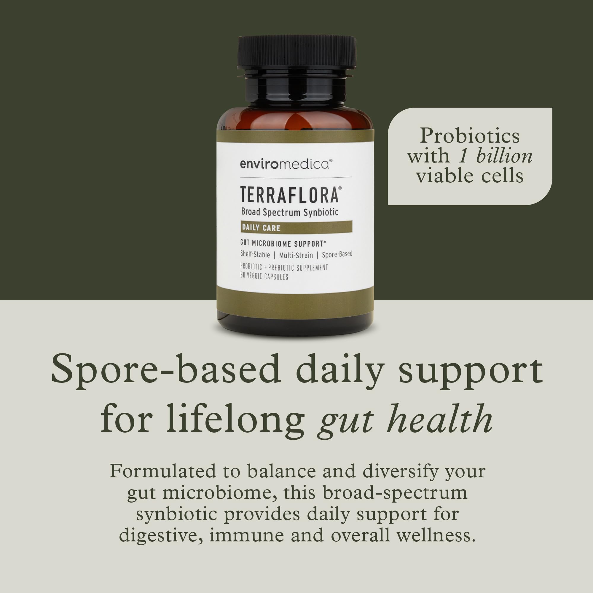 Enviromedica Terraflora Daily Care Synbiotic Probiotic capsule close-up