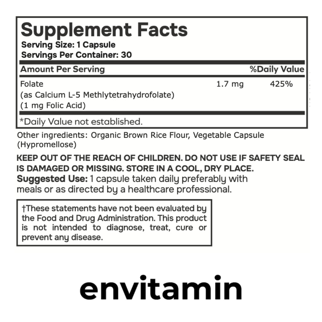 envitamin B9 (Folic Acid) side view of packaging