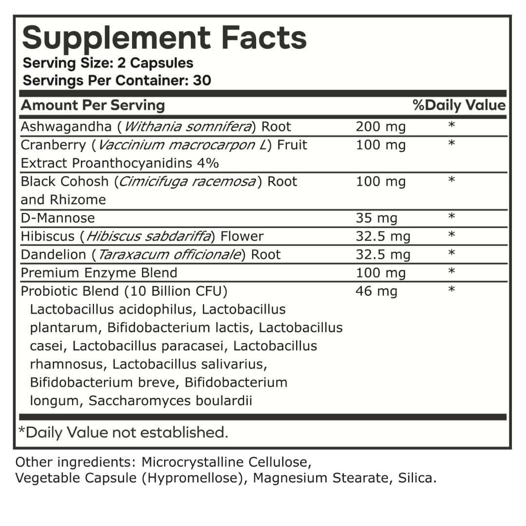 envitamin Cranberry Supplement with Black Cohosh ingredients