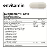 envitamin Magnesium Complex back view showing nutritional information