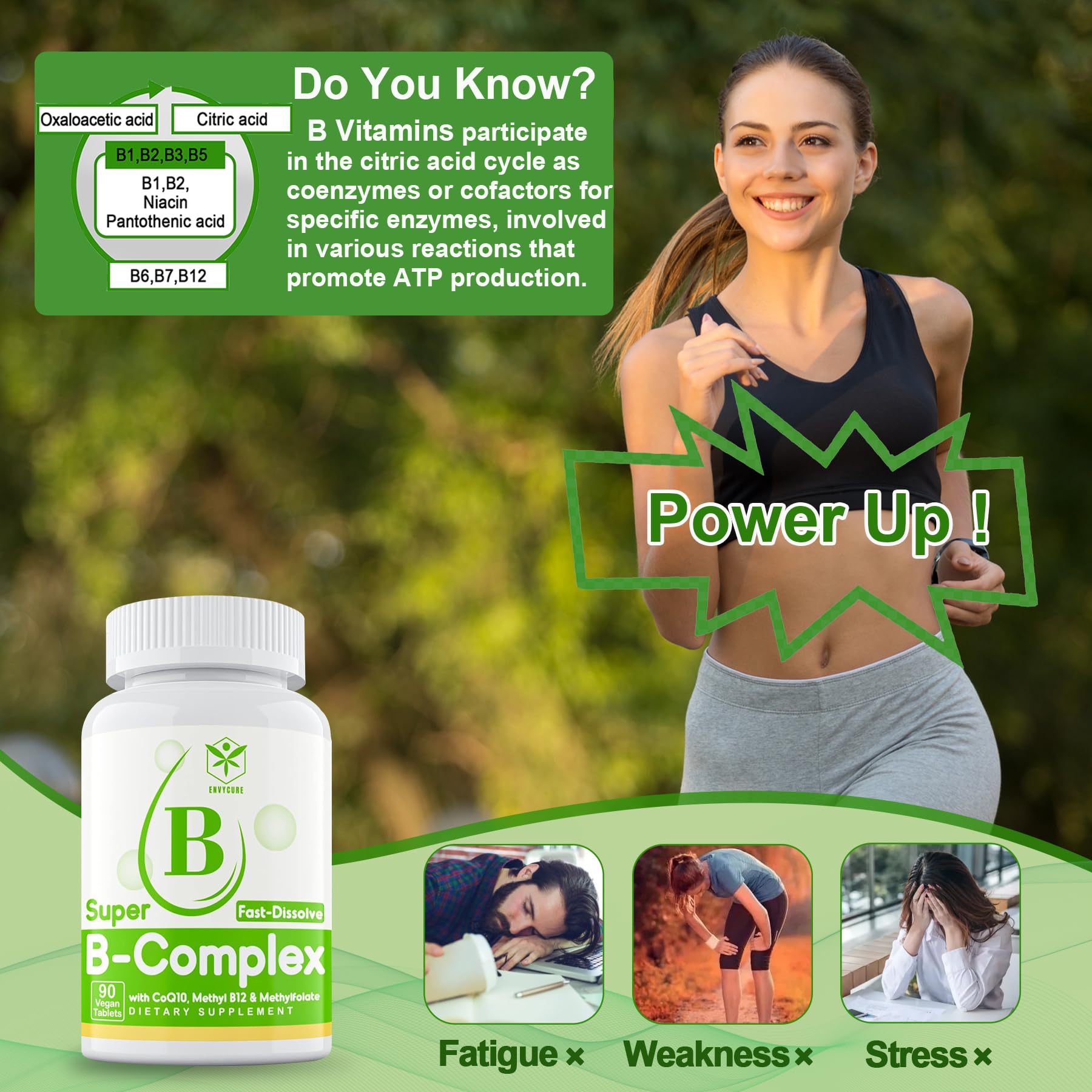 EnvyCure B-Complex Vitamins bottle with cap open