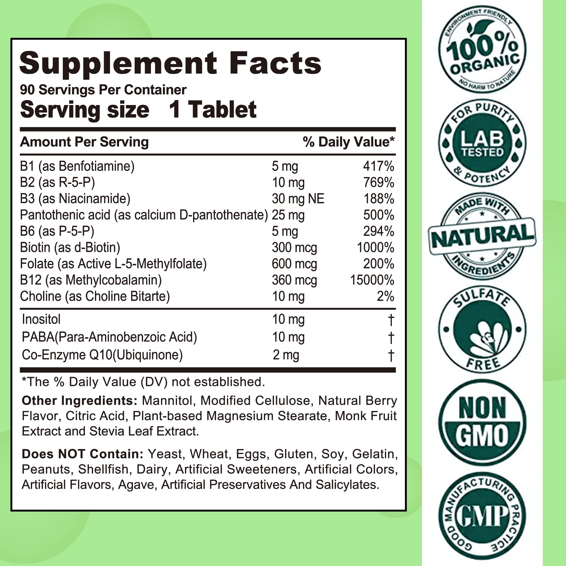 EnvyCure B-Complex Vitamins packaging side view
