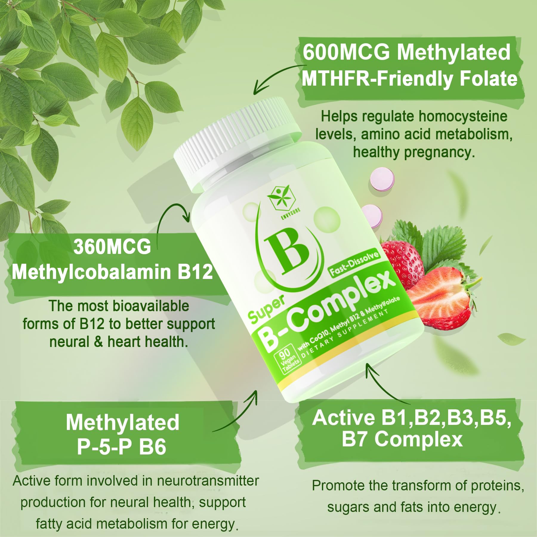 EnvyCure B-Complex Vitamins tablet close-up
