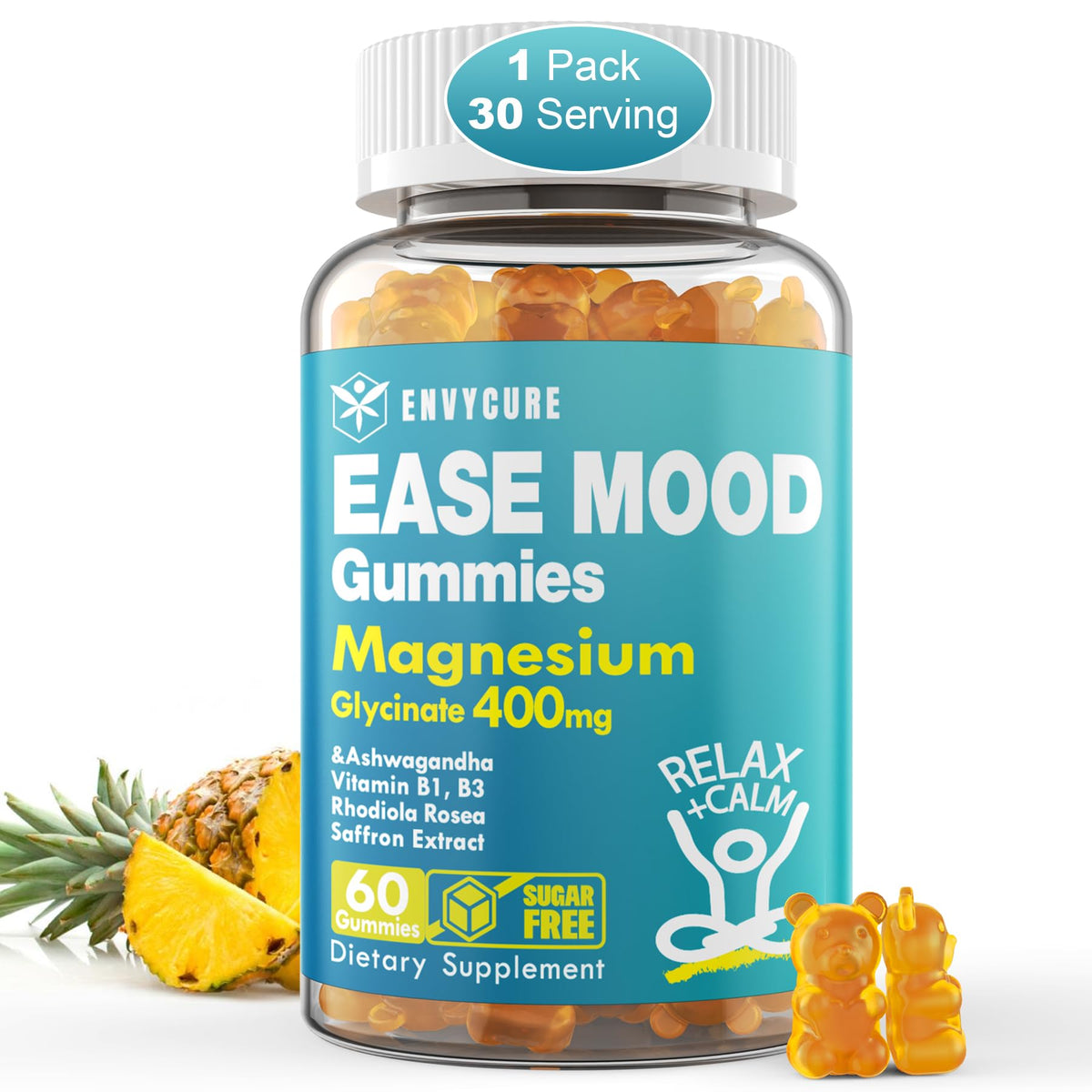 EnvyCure Calm Magnesium Gummies front view with packaging