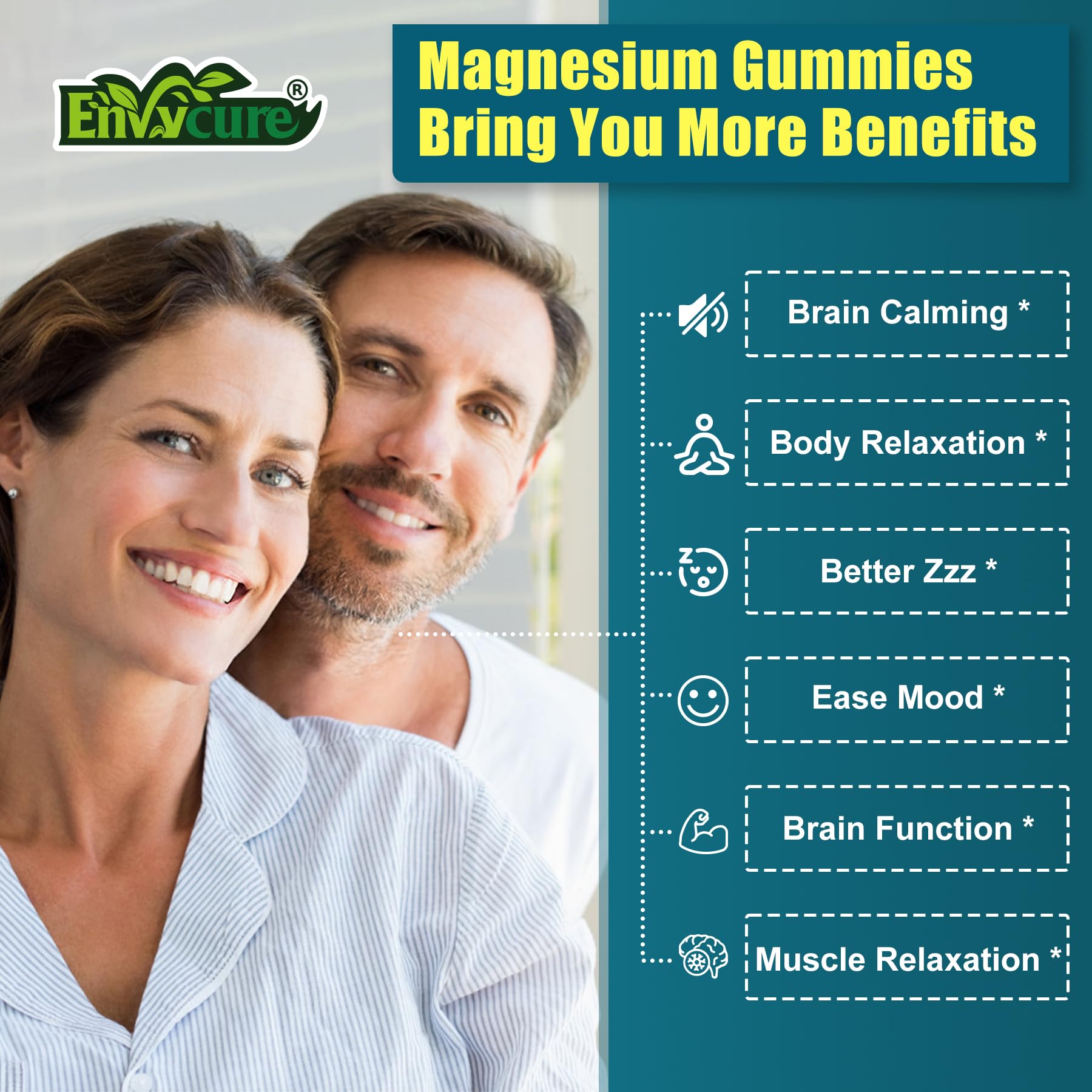 EnvyCure Calm Magnesium Gummies with measuring spoon
