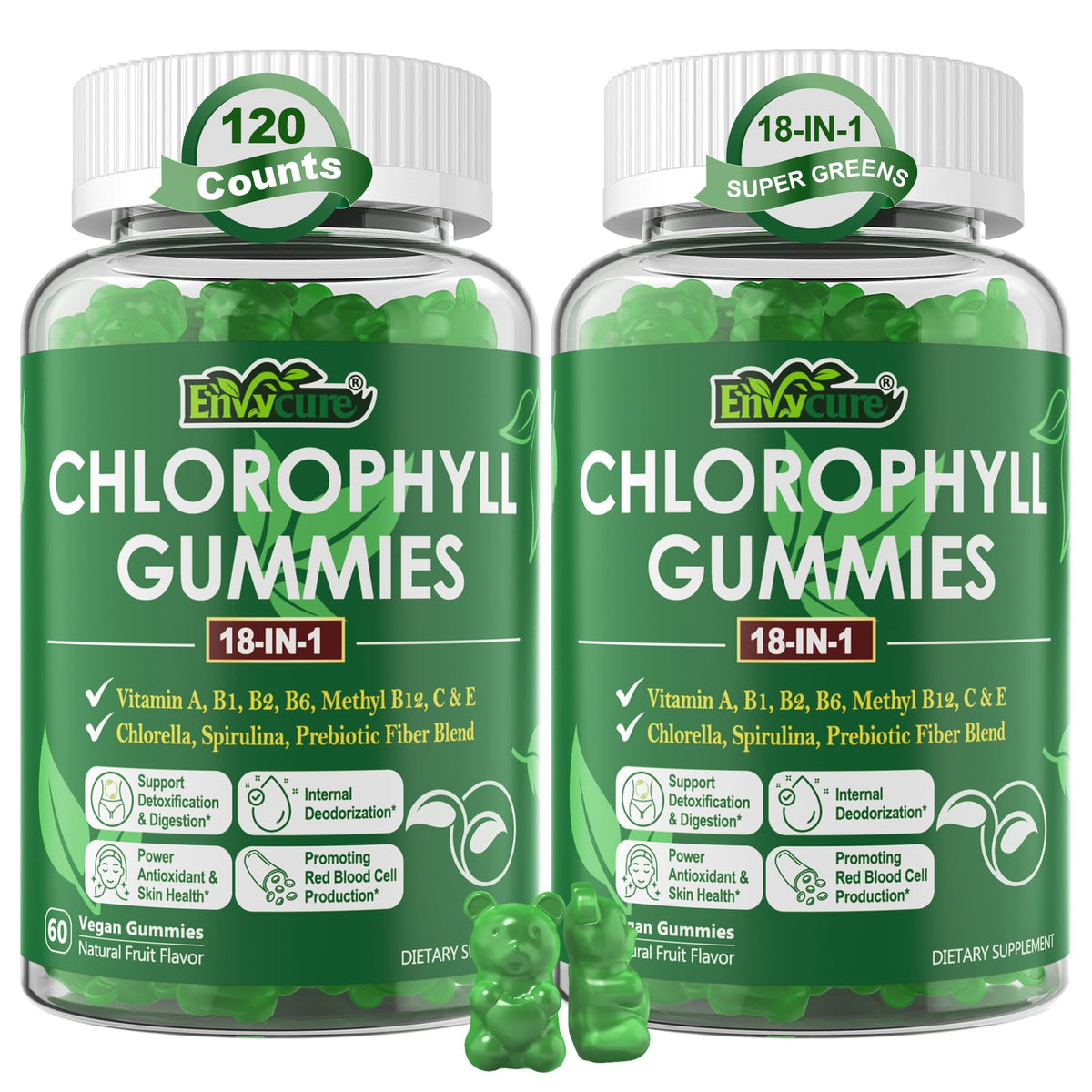 EnvyCure Chlorophyll Gummies front view with packaging