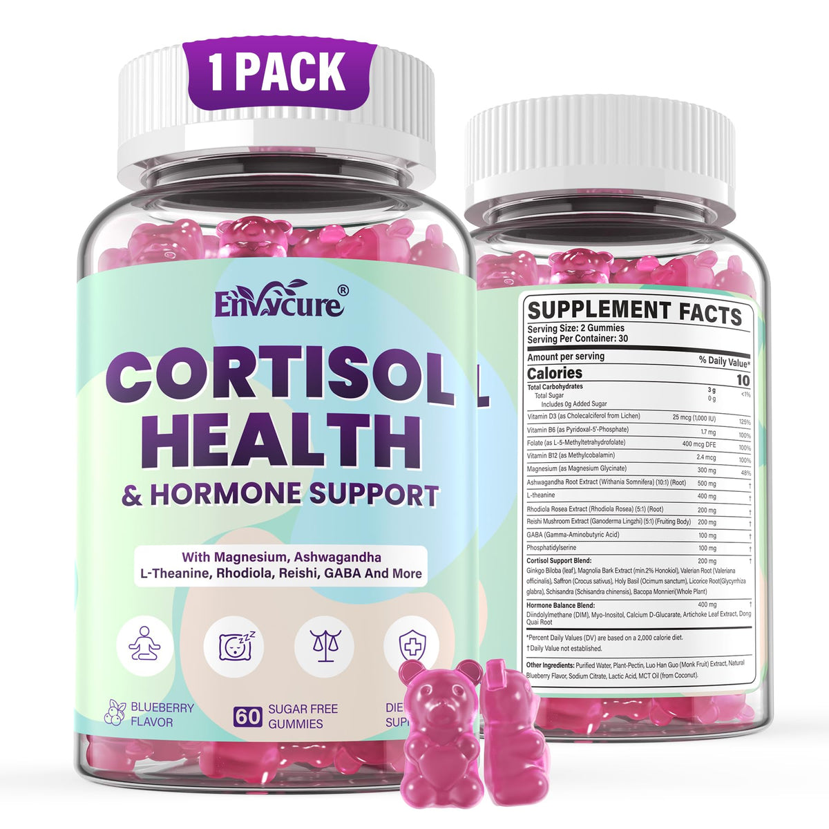 EnvyCure Cortisol Gummies front view packaging