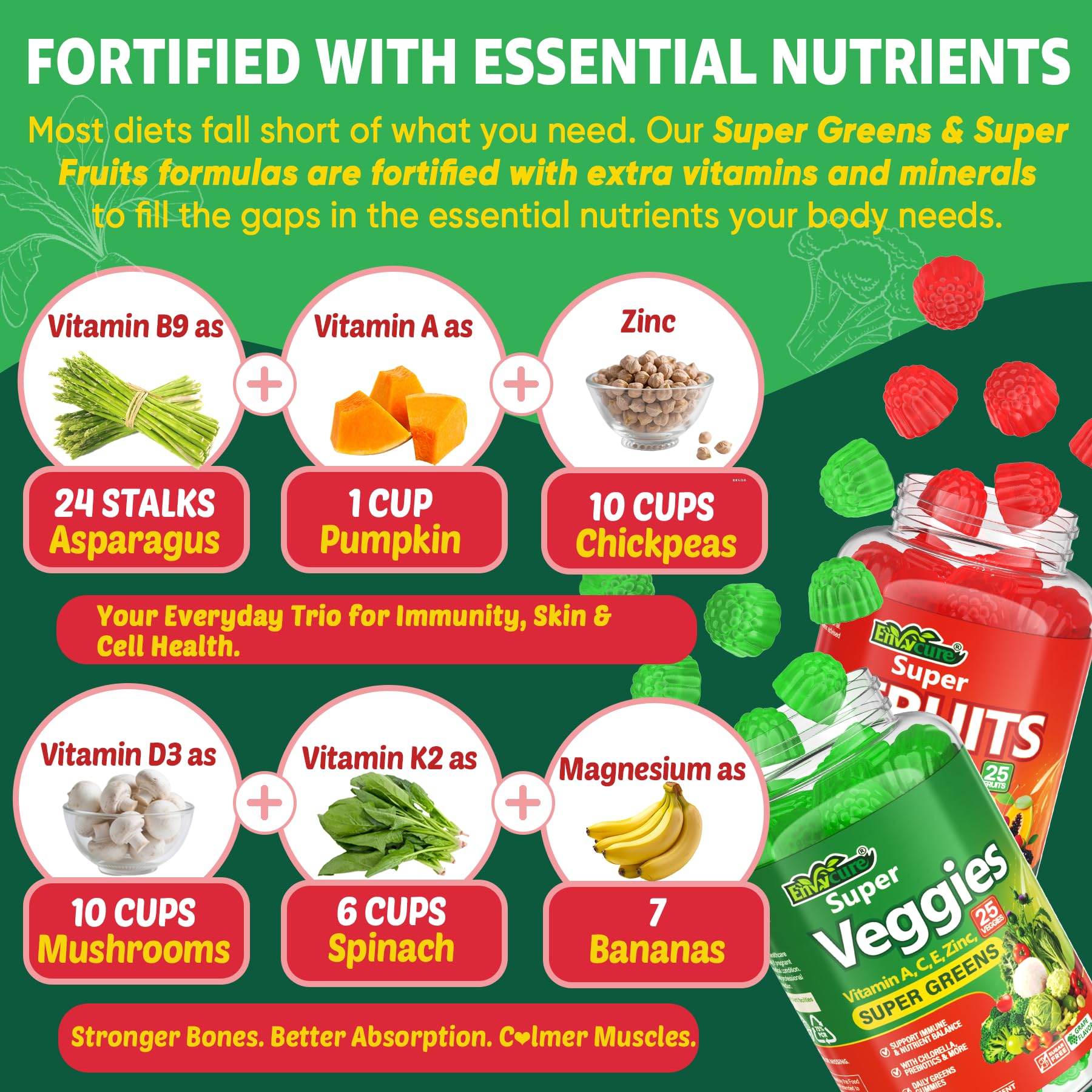 EnvyCure Fruits and Veggies Gummies in a bowl