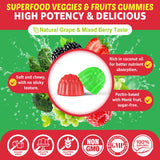 EnvyCure Fruits and Veggies Gummies with a measuring spoon