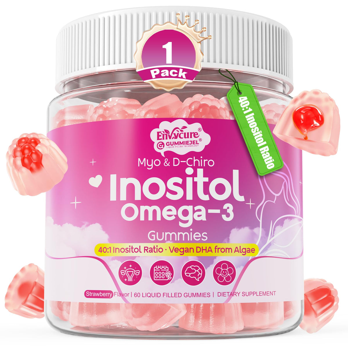 EnvyCure Inositol + Omega-3 Gummies front view