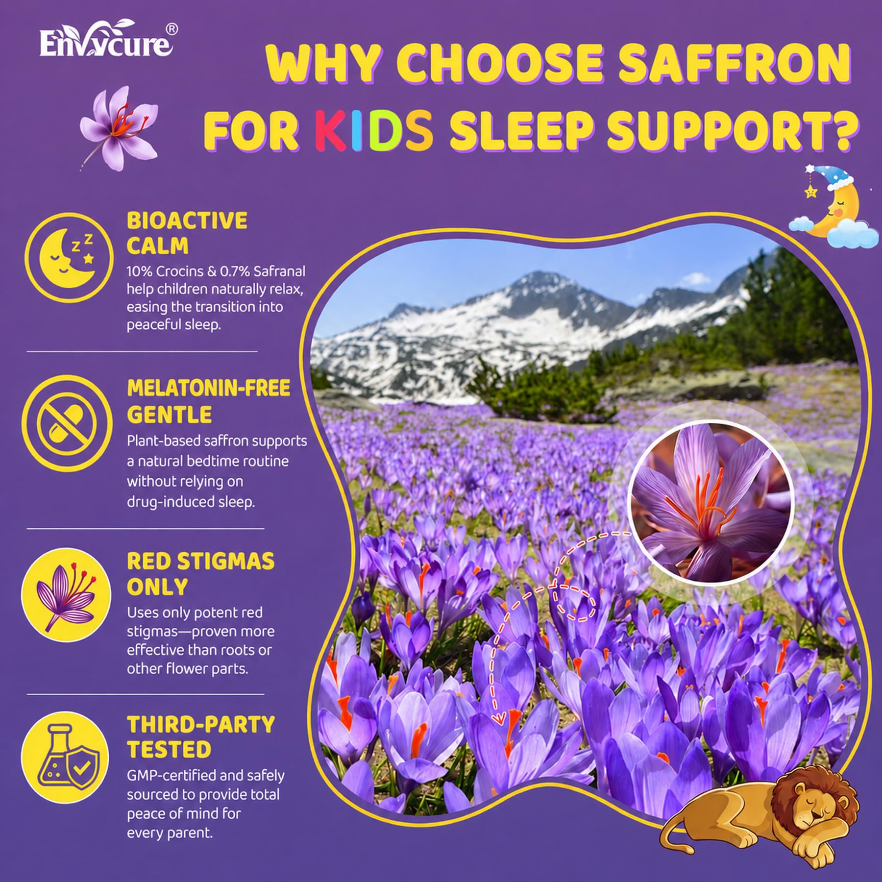 EnvyCure Kids Sleep Gummies Saffron gummies in a bowl