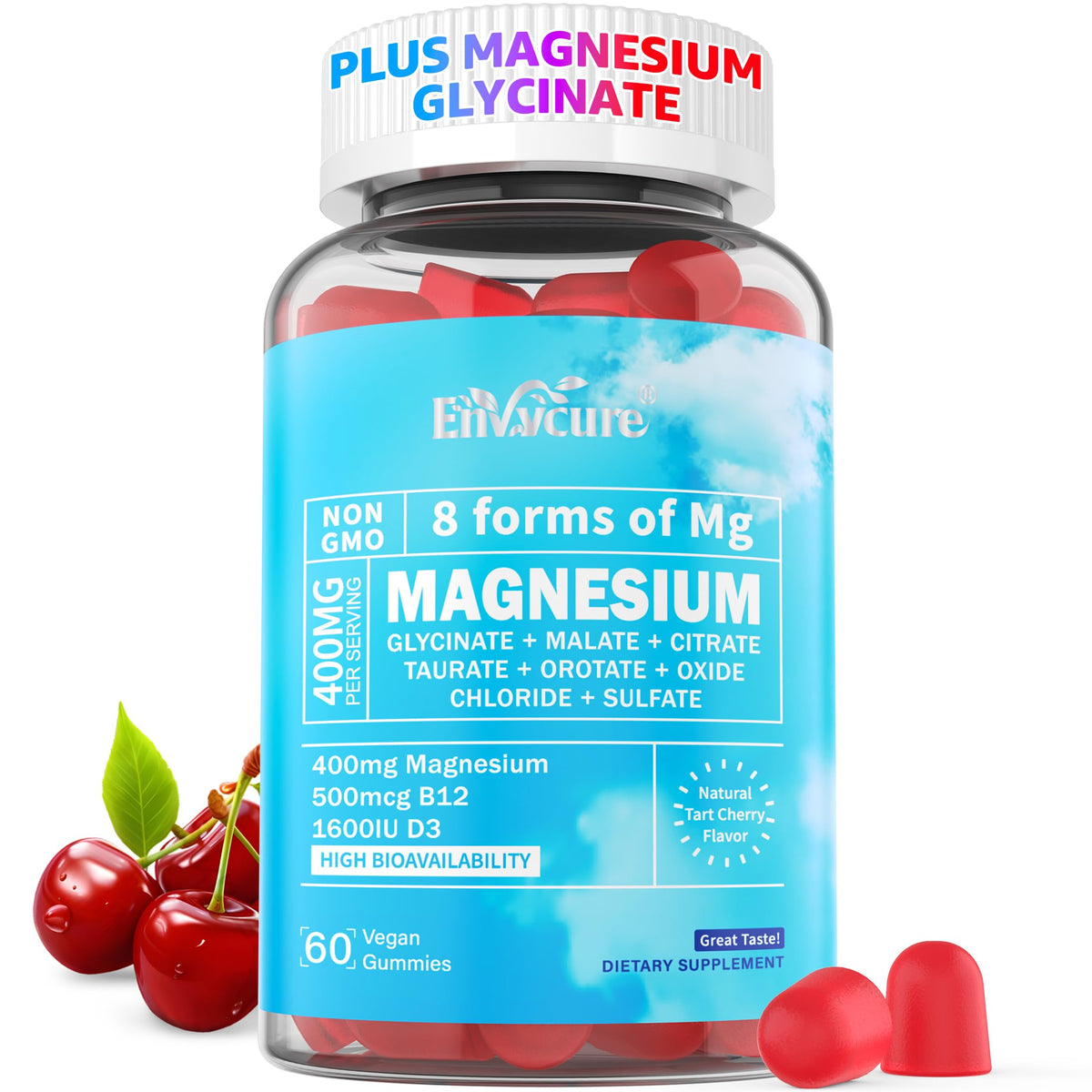 EnvyCure Magnesium Gummies 400mg front view packaging