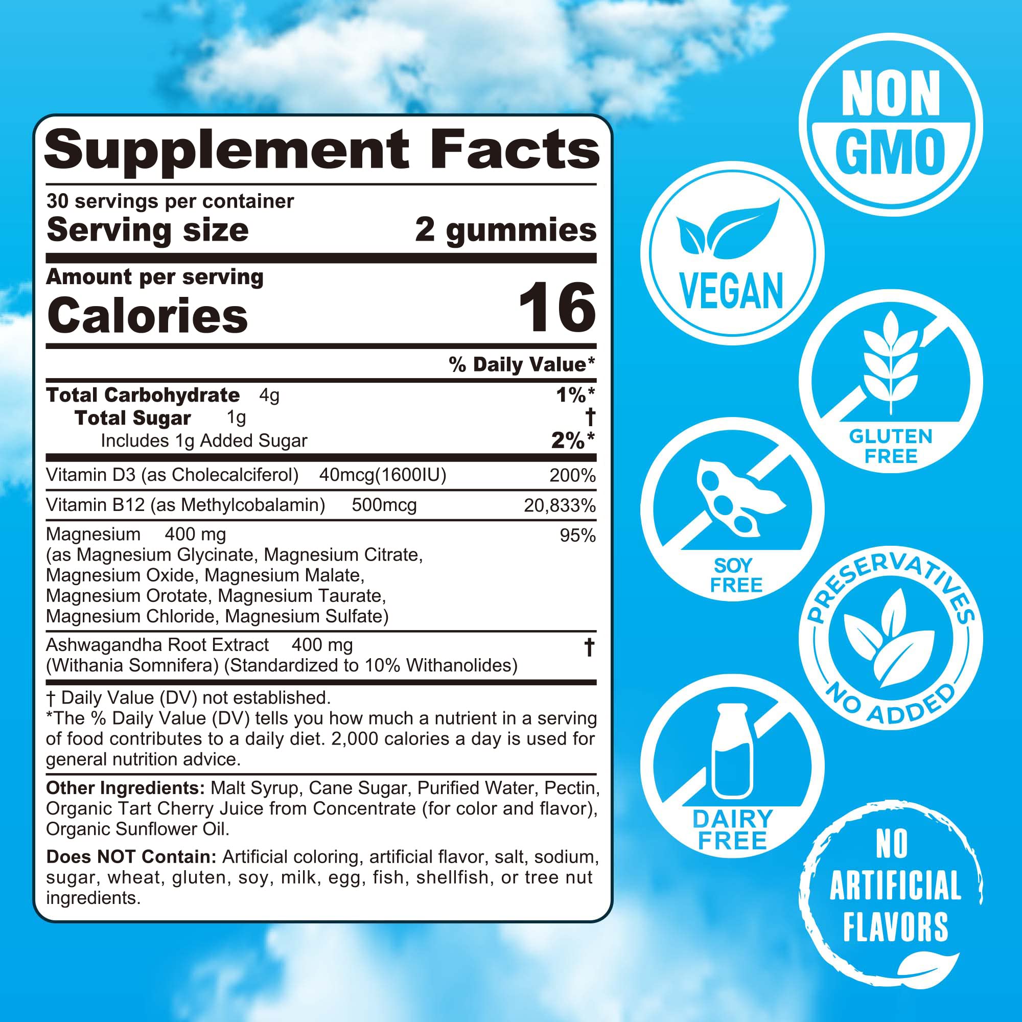 EnvyCure Magnesium Gummies 400mg side view with ingredients
