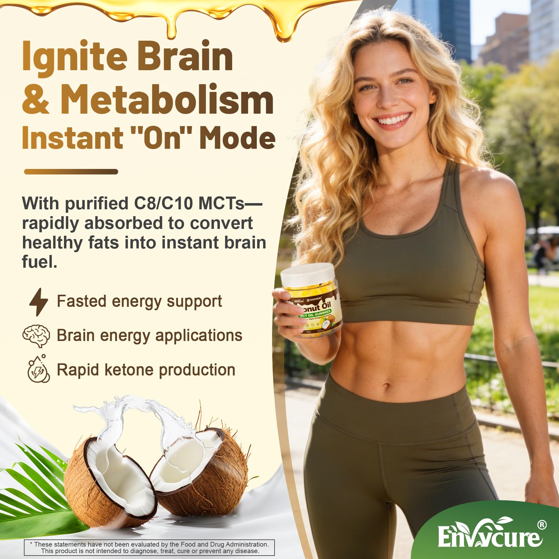 EnvyCure MCT Oil + Coconut Oil Gummies on a kitchen counter