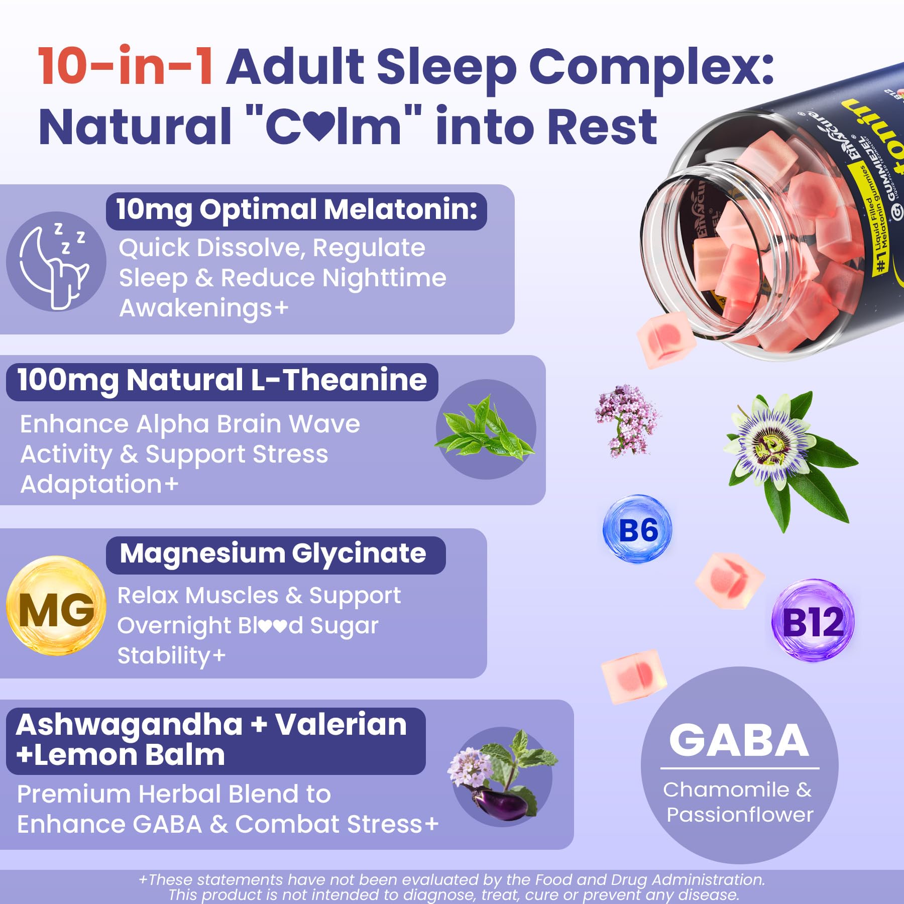 EnvyCure Melatonin Gummies 10mg displayed with fresh strawberries