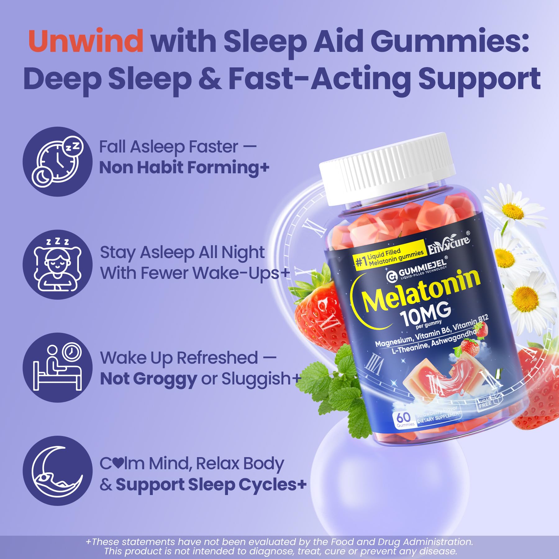 EnvyCure Melatonin Gummies 10mg side view of bottle