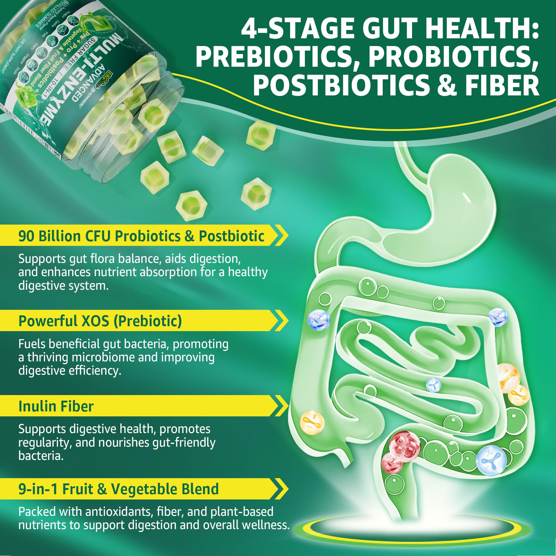 EnvyCure Multi-Enzyme Gummies with ingredients list