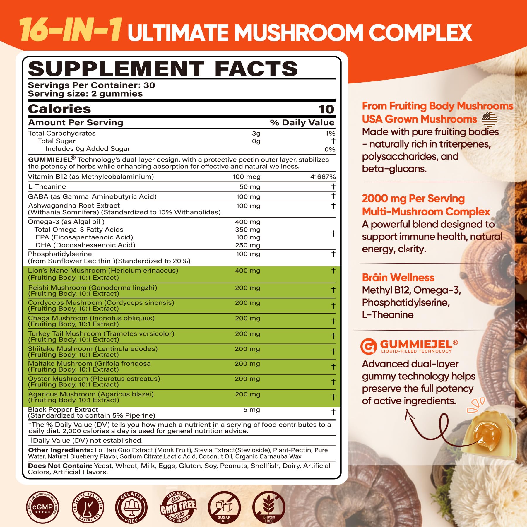 EnvyCure Mushroom Gummies showing blueberry flavour