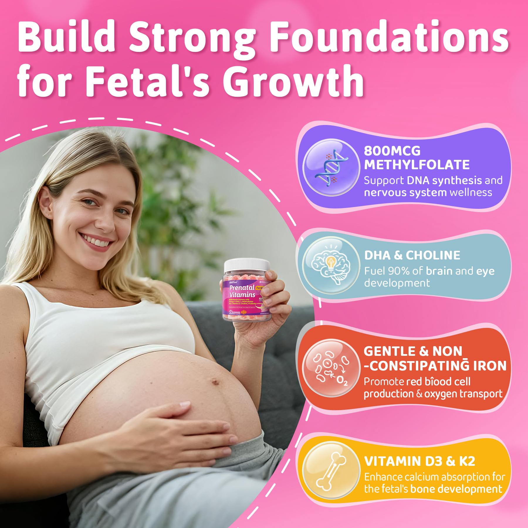 EnvyCure Prenatal Vitamins Gummy Multivitamins side view