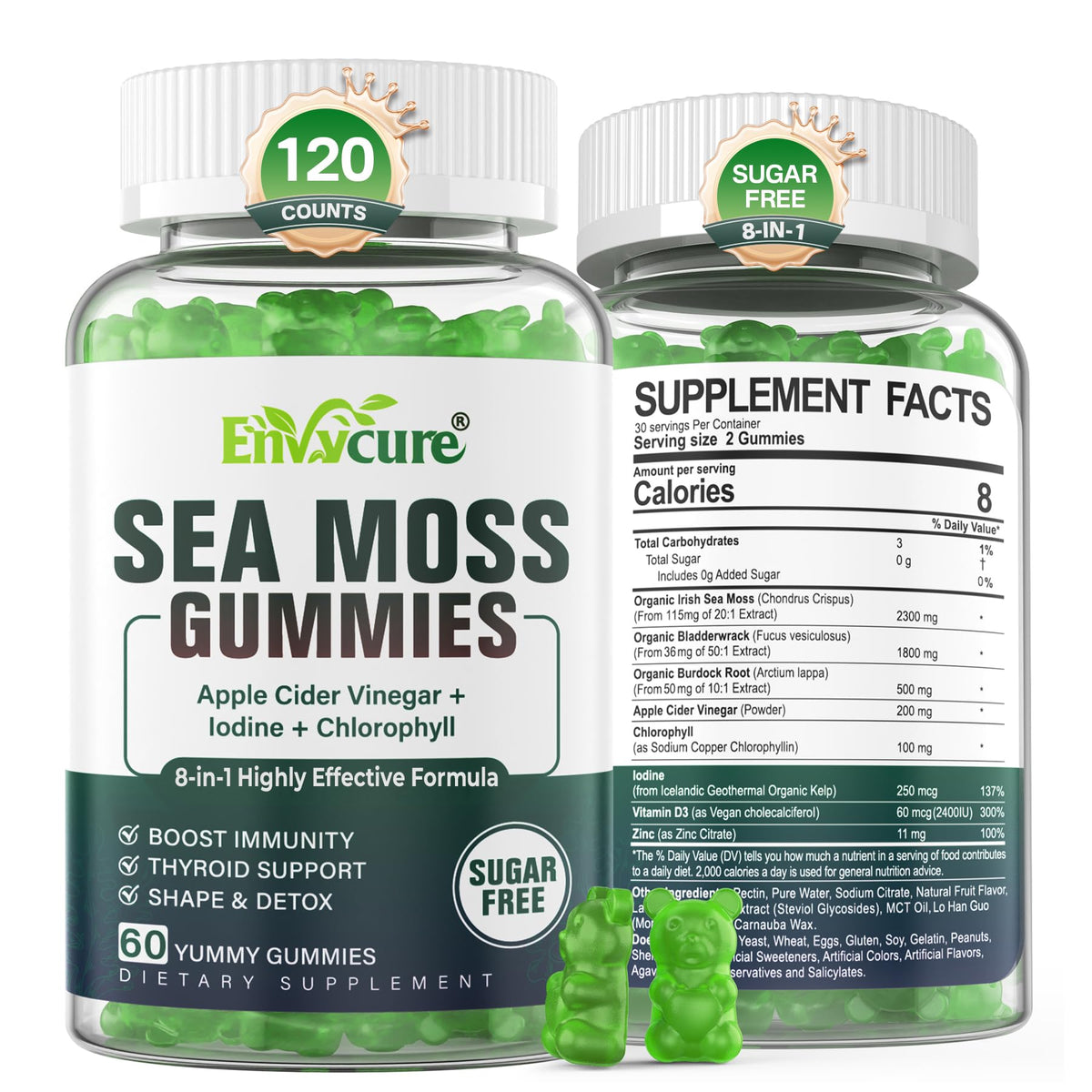 EnvyCure Sea Moss Gummies front view with packaging