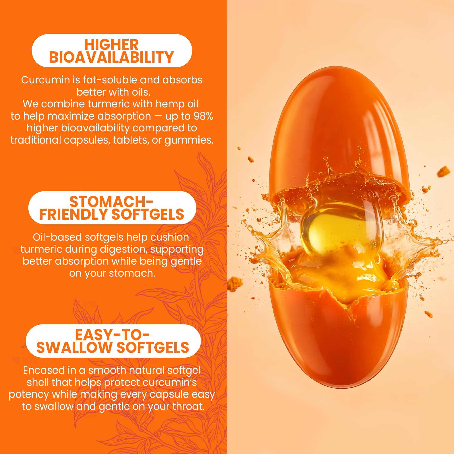 EnvyCure Turmeric Curcumin Softgels 2000mg displayed with turmeric root