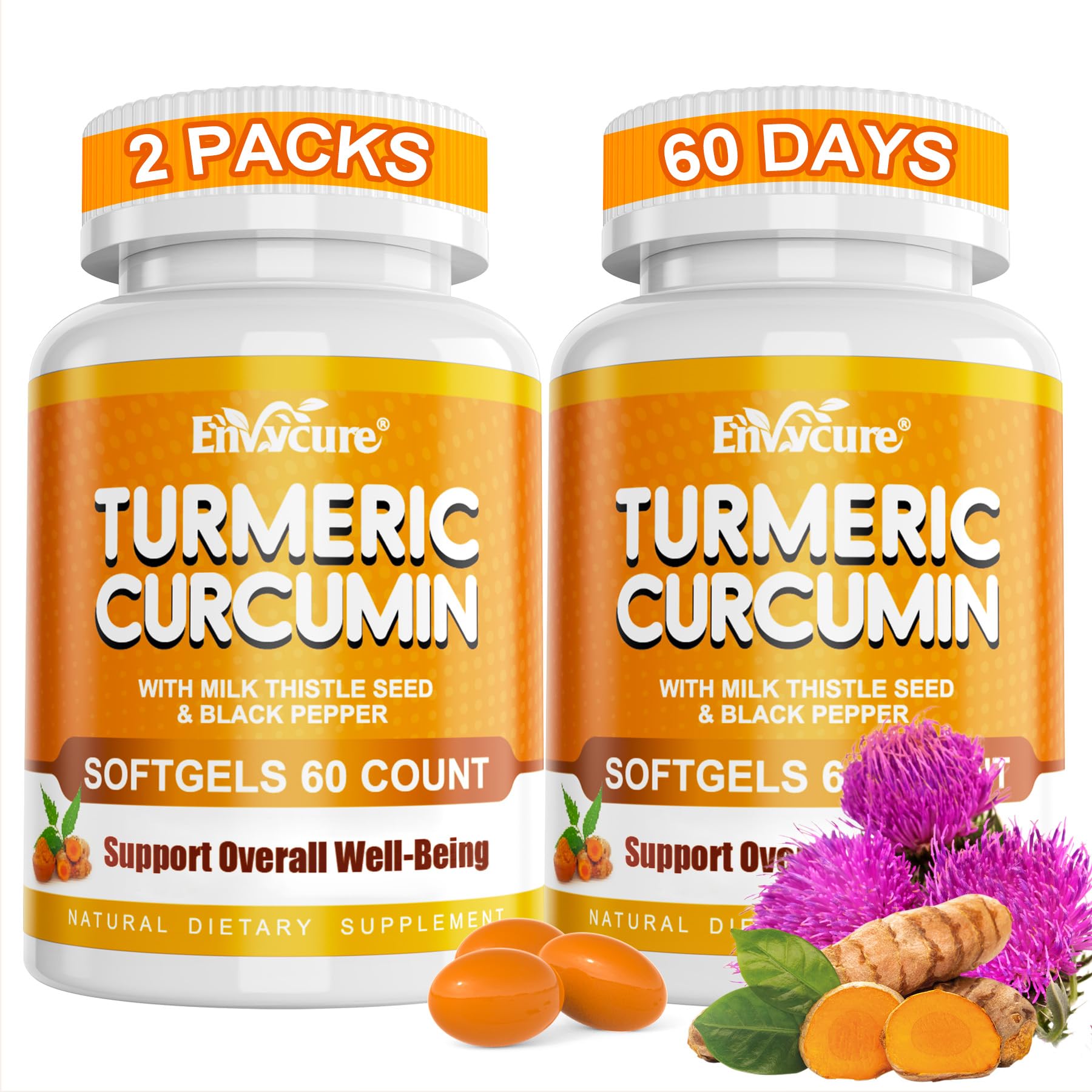 EnvyCure Turmeric Curcumin Softgels 2000mg front view