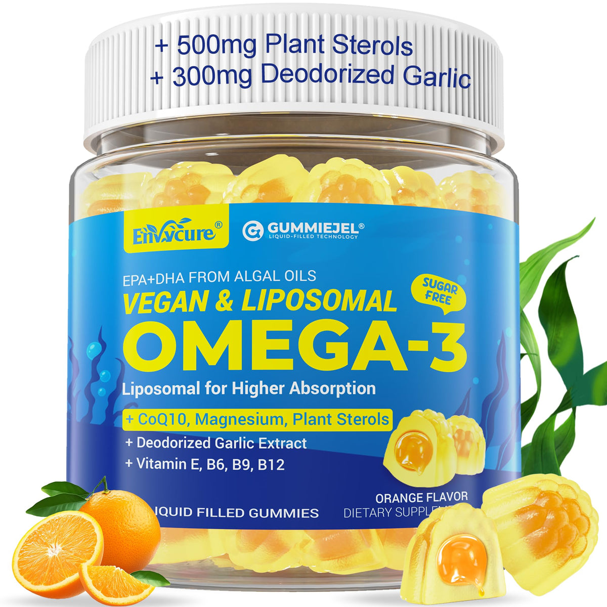EnvyCure Vegan Omega-3 Algae Oil Gummies 1000mg front view