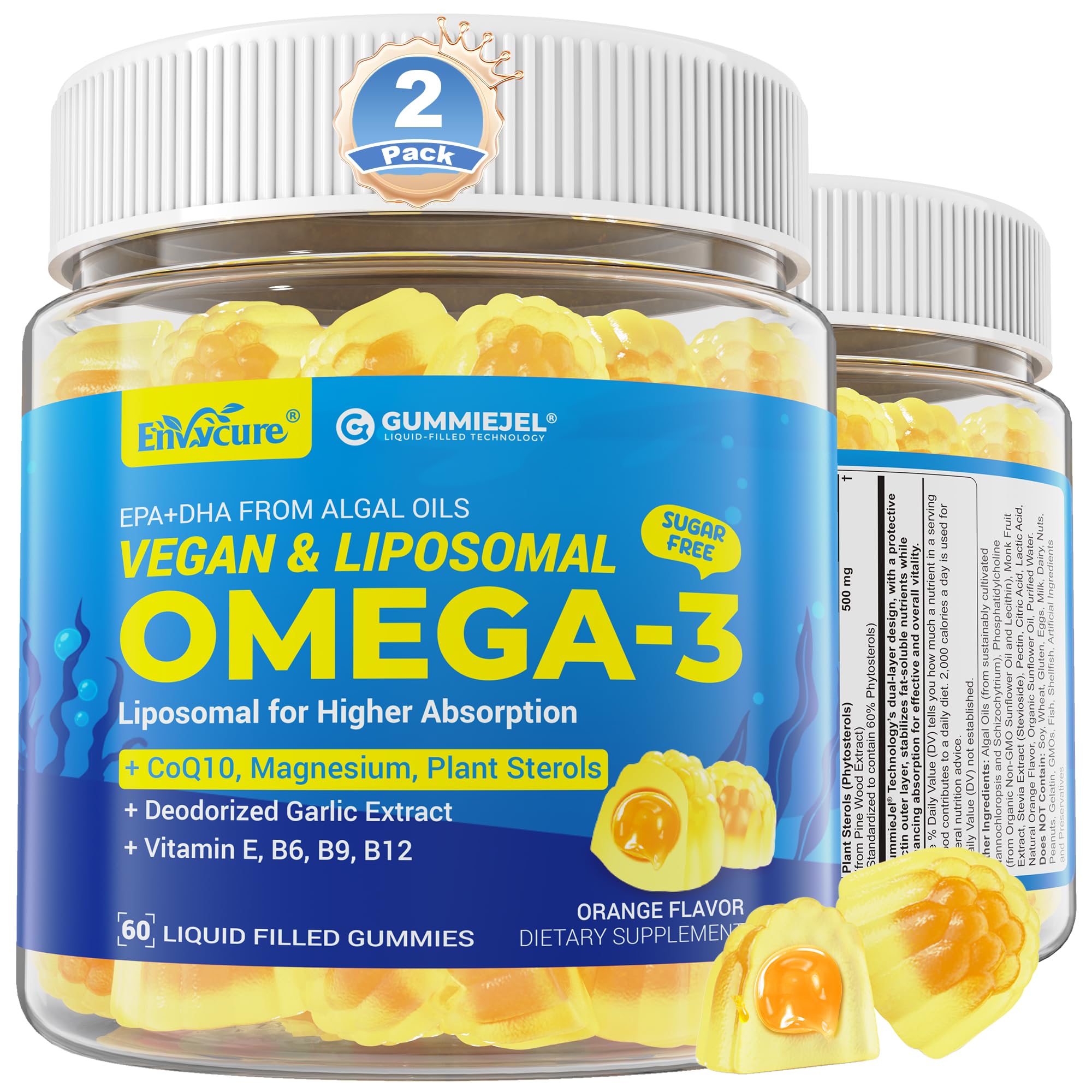 EnvyCure Vegan Omega-3 Algae Oil Gummies front view