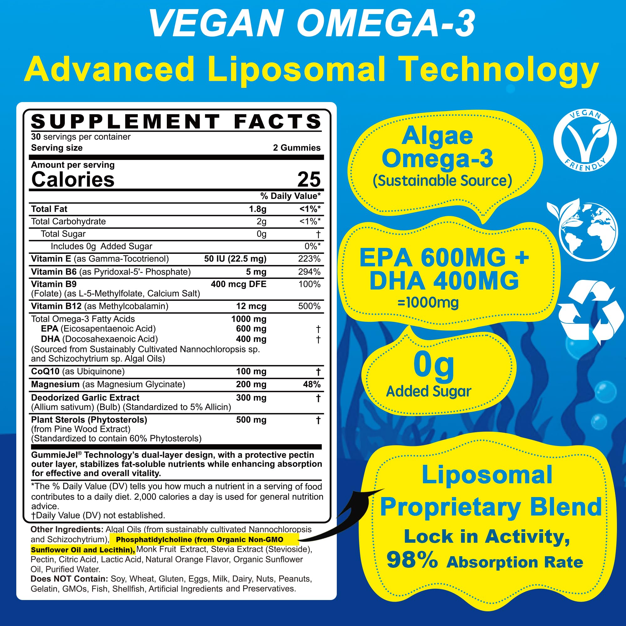 EnvyCure Vegan Omega-3 Algae Oil Gummies packaging