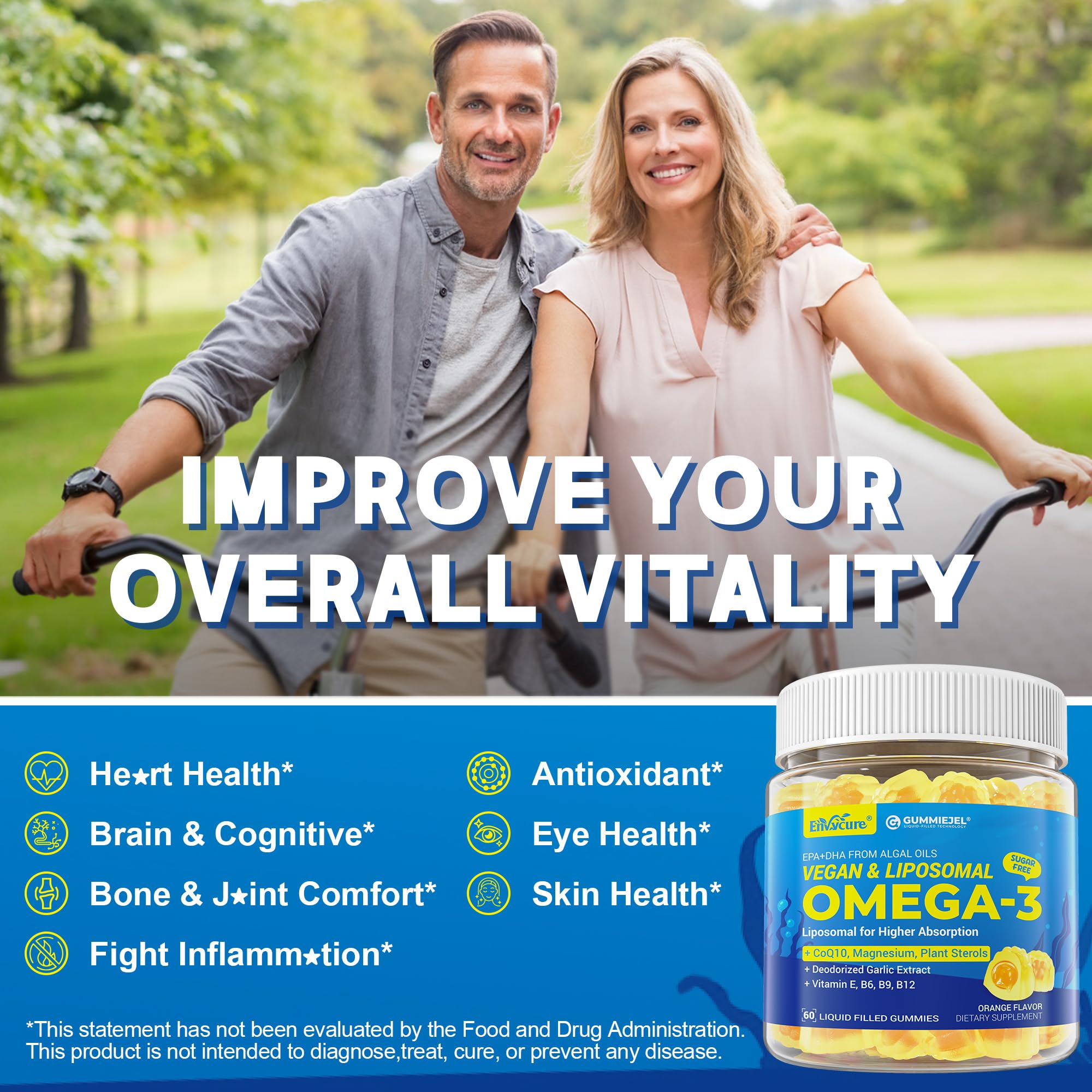 EnvyCure Vegan Omega-3 Algae Oil Gummies with ingredients