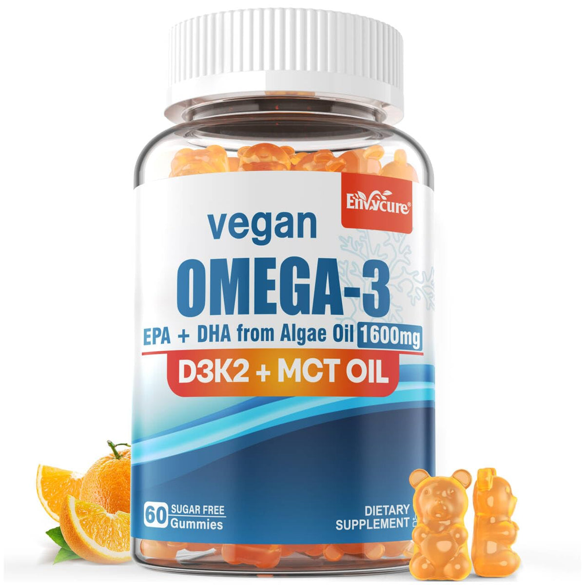 EnvyCure Vegan Omega 3 Gummies front view with packaging