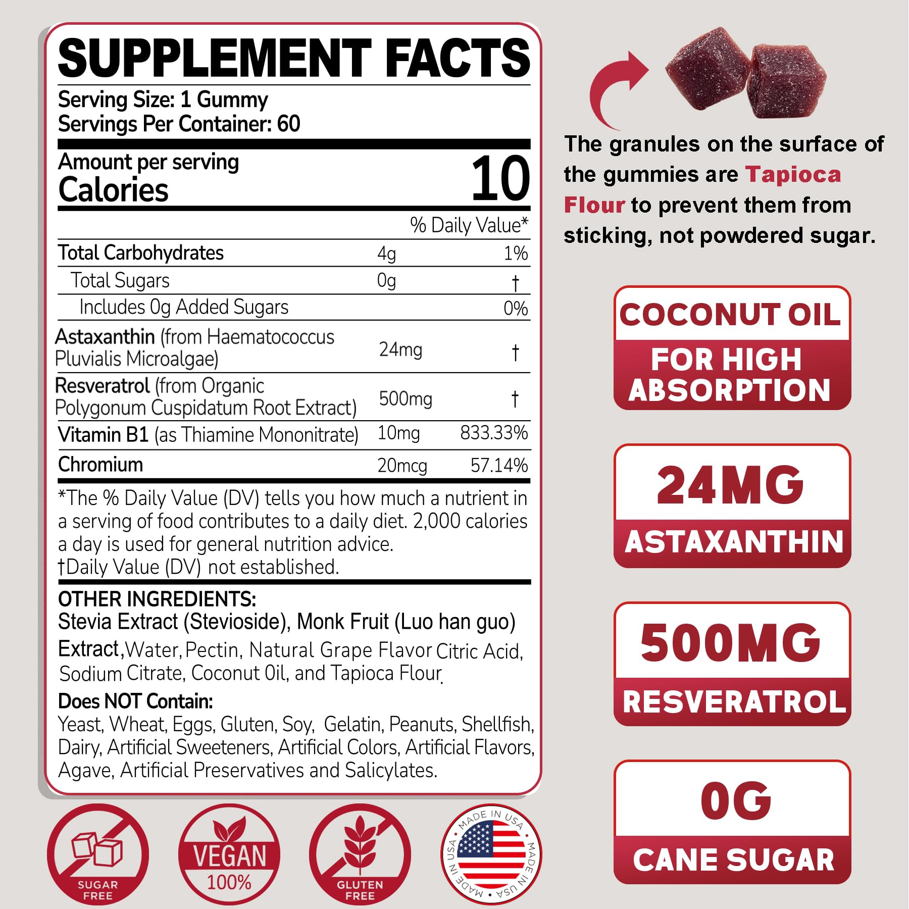 EnvyDeal Astaxanthin Gummies showing individual gummy