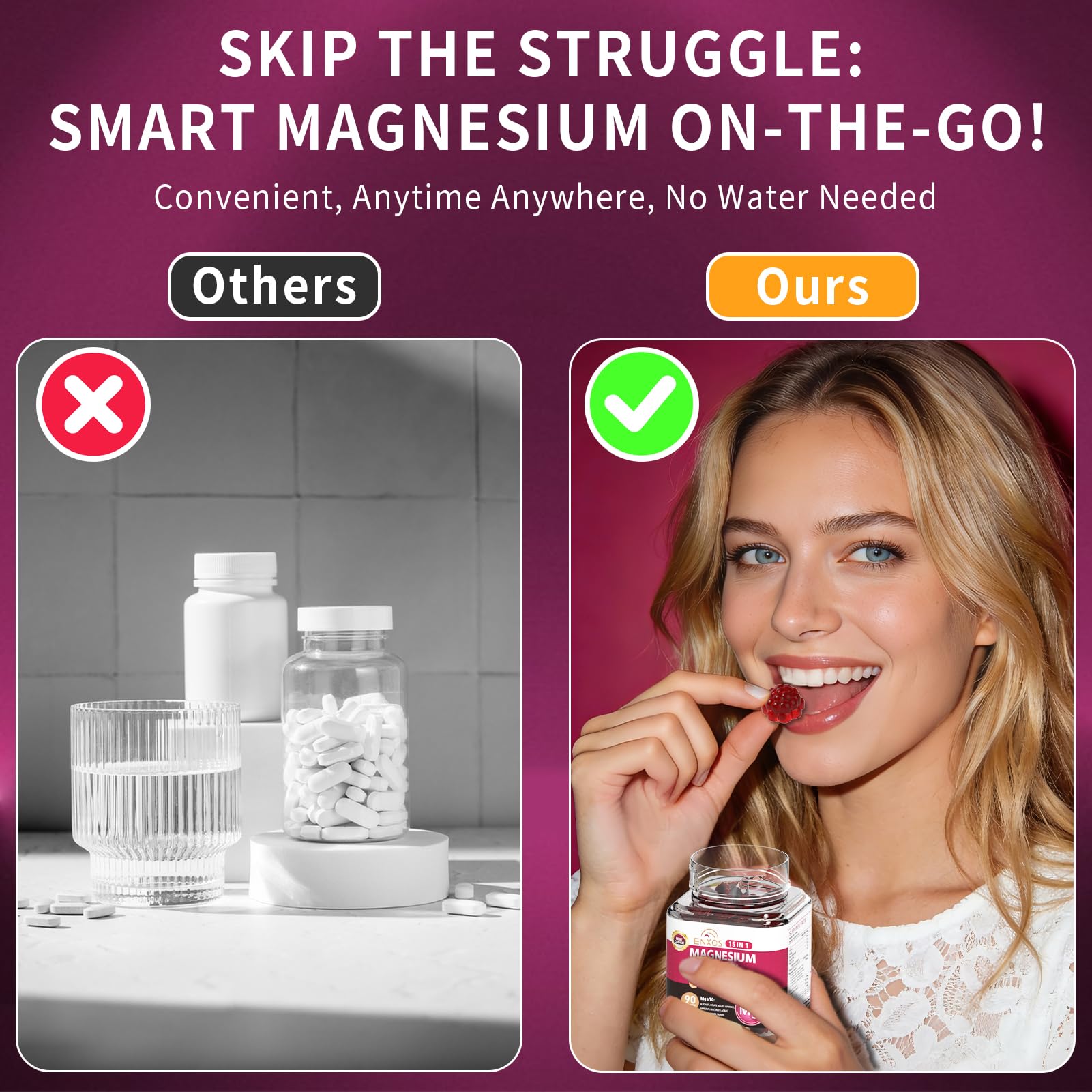 ENXOS Magnesium Glycinate Gummies in a hand