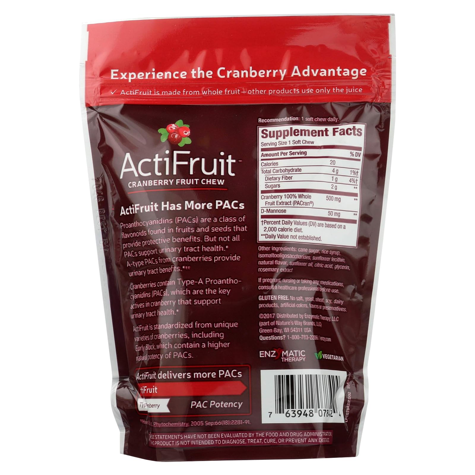 Enzymatic Therapy Cran-Max Whole Fruit Chews close-up of individual chews