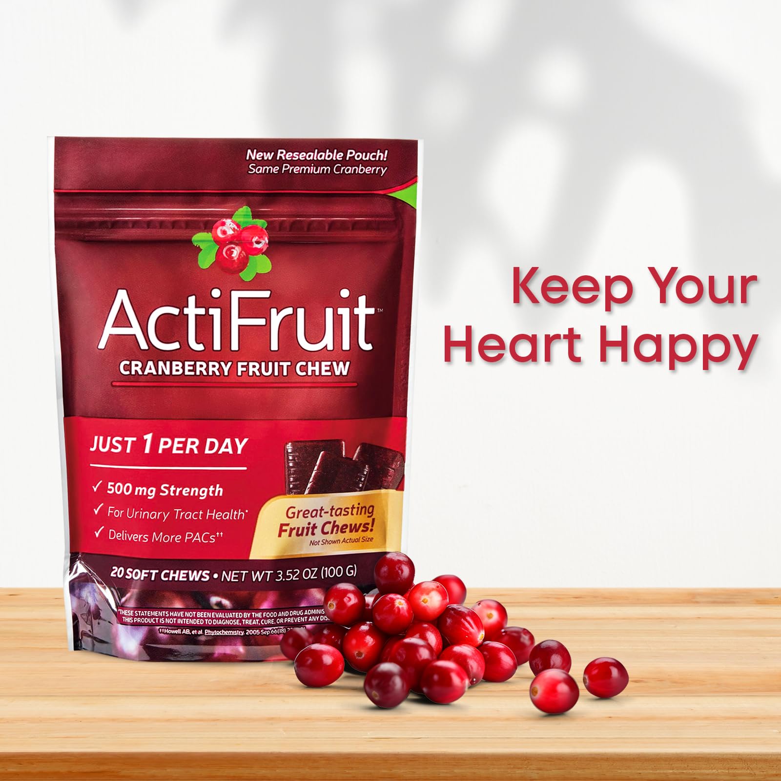 Enzymatic Therapy Cran-Max Whole Fruit Chews on a kitchen counter