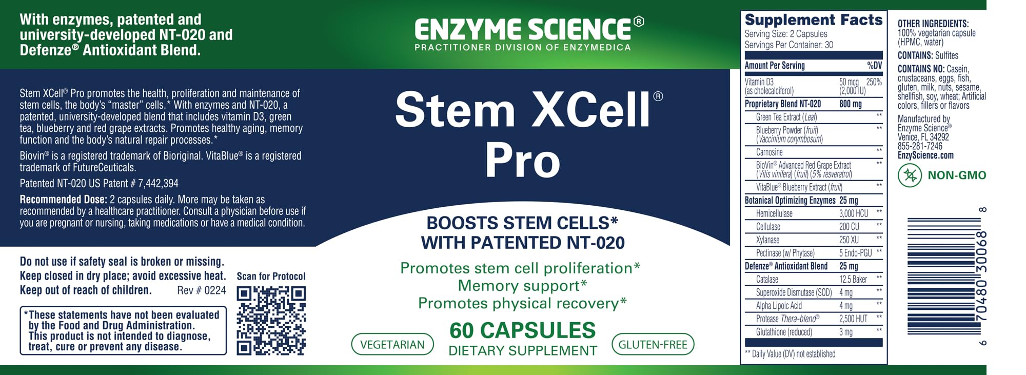 Enzyme Science Stem XCell Pro 60 Capsules packaging