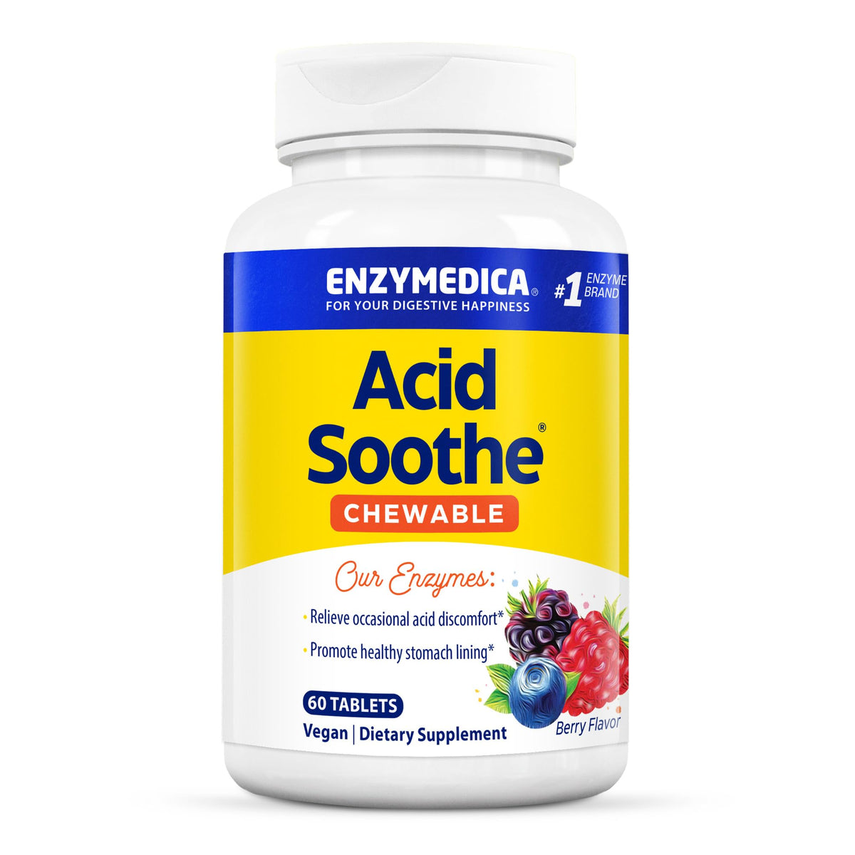 Enzymedica Acid Soothe 14g chewable tablet front view