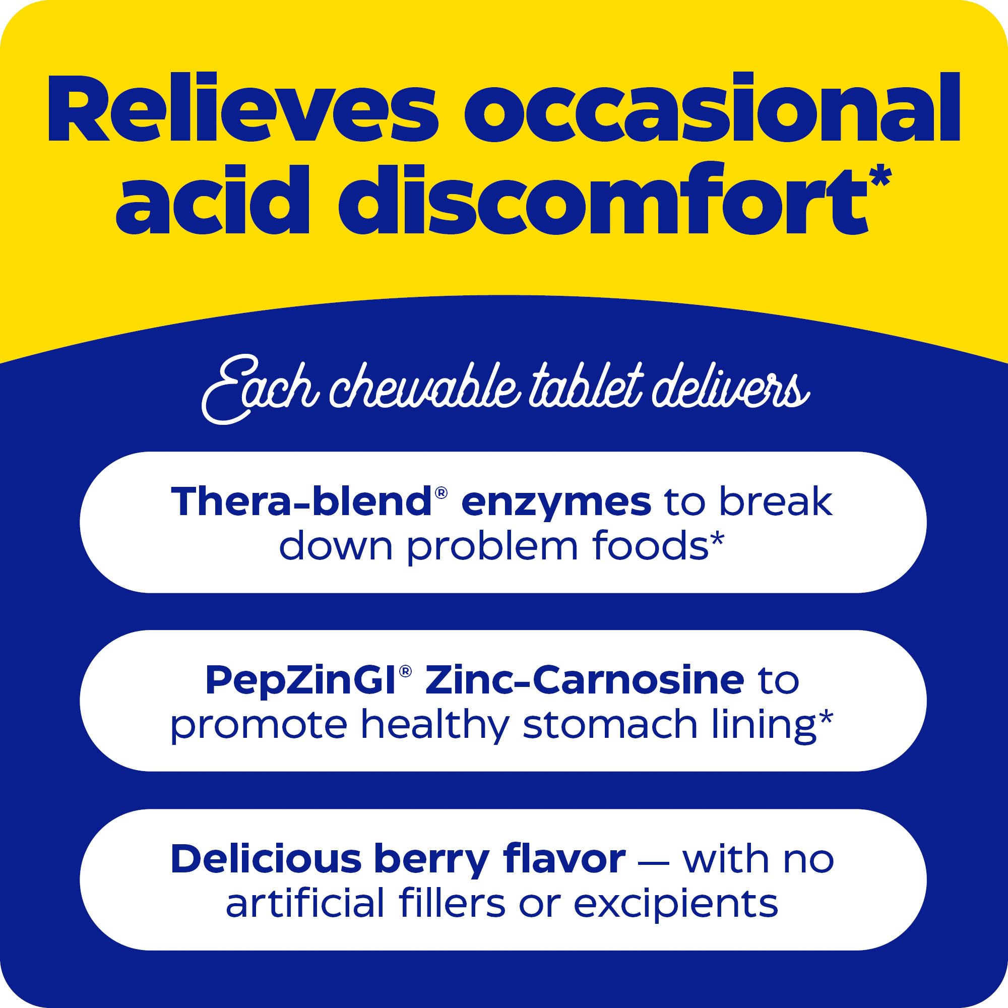 Enzymedica Acid Soothe chewable tablets on a table