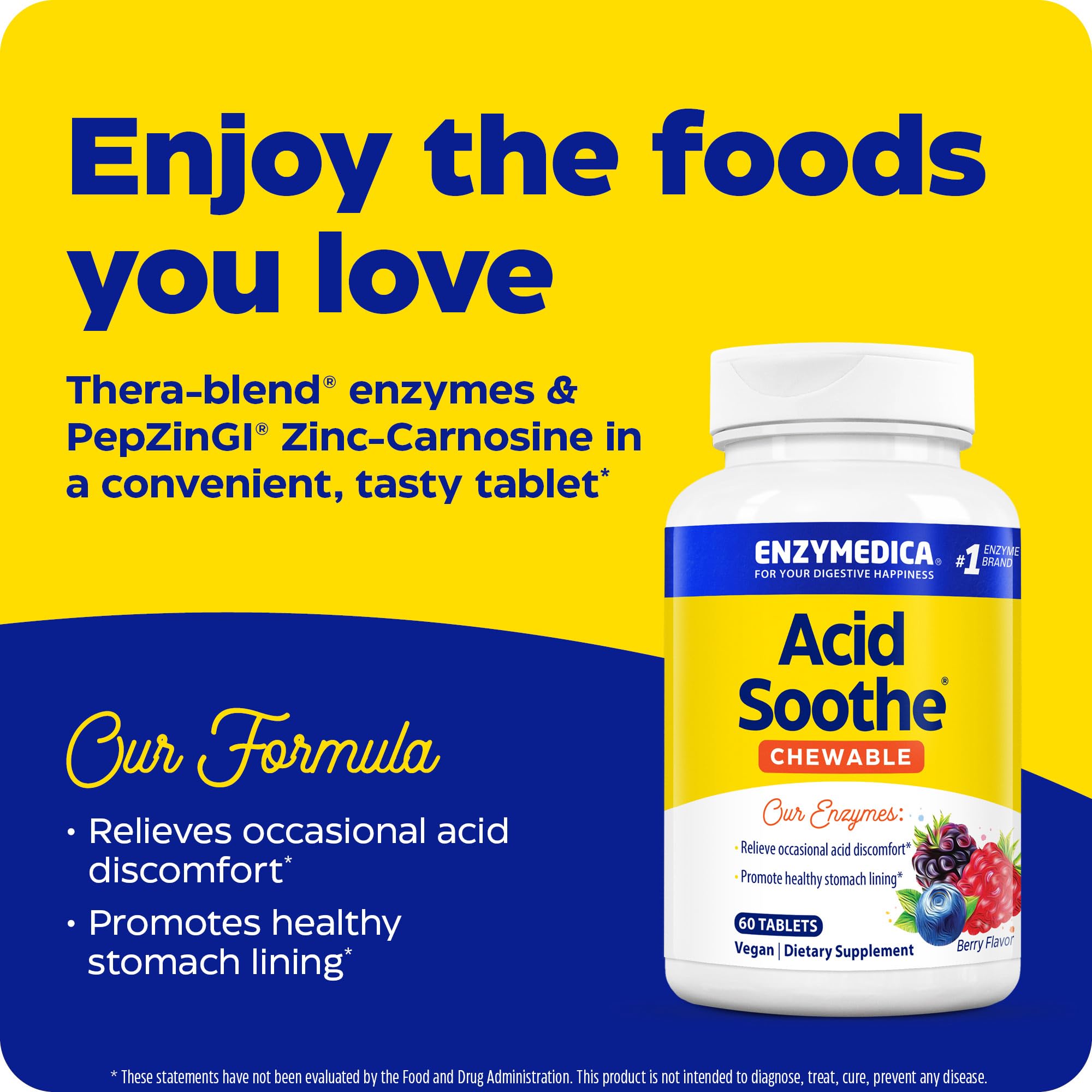Enzymedica Acid Soothe ingredients list on packaging