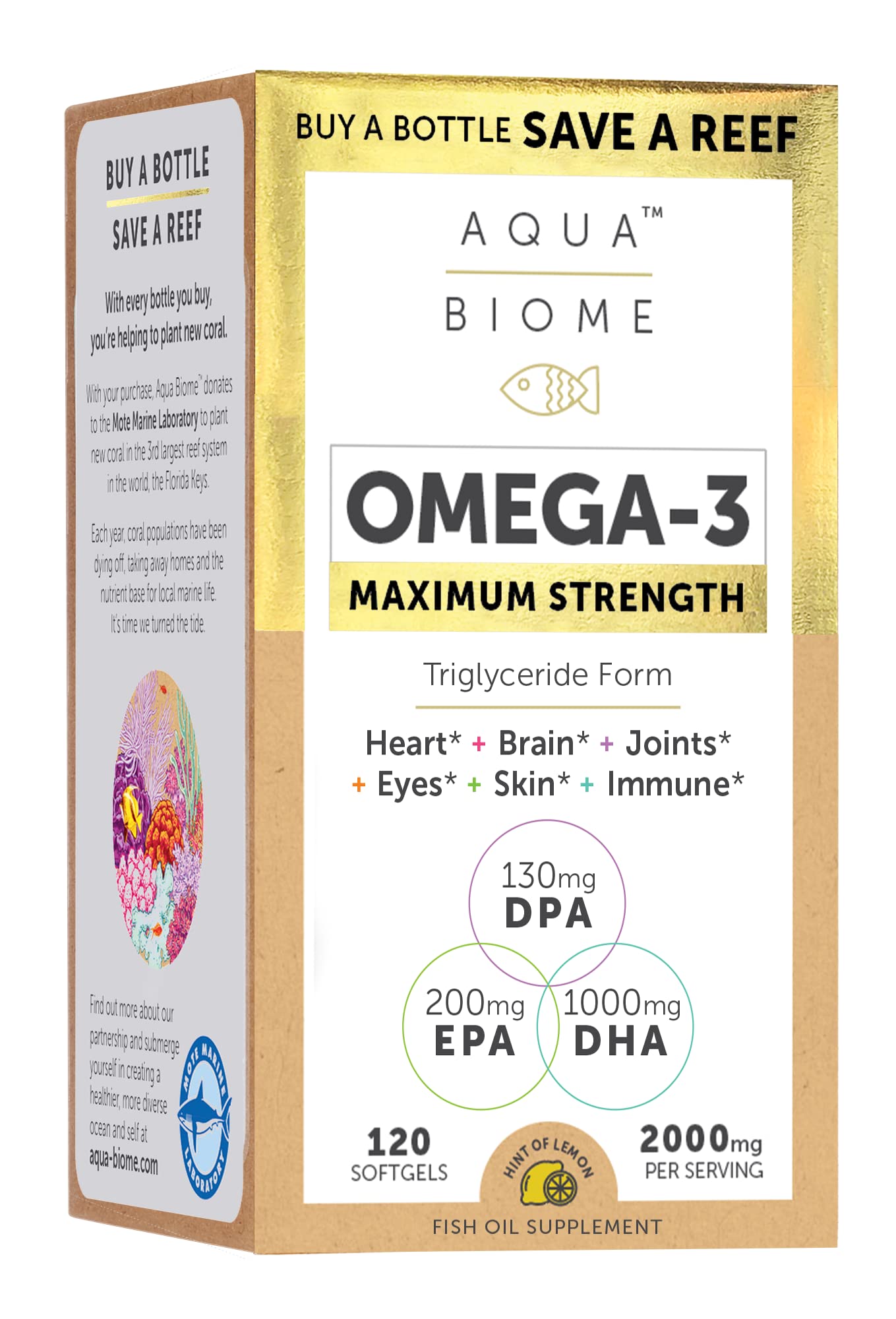 Enzymedica Aqua-Biome Fish Oil Maximum Strength front view of packaging