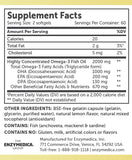 Enzymedica Aqua-Biome Fish Oil Maximum Strength softgel capsules on a wooden surface